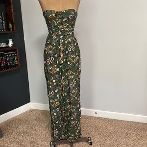 Strapless floral jumpsuit
